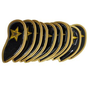 Golf 10pcs/set (3, 4, 5, 6, 7, 8, 9, P, A, S) Shinny PU kulit hitam Golf besi meliputi penutup kepala