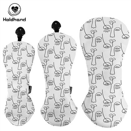 Hitam Putih Art PRINTED Design GROSIR CUSTOM LOGOPU LEATHER Golf Headcovers Driver Set