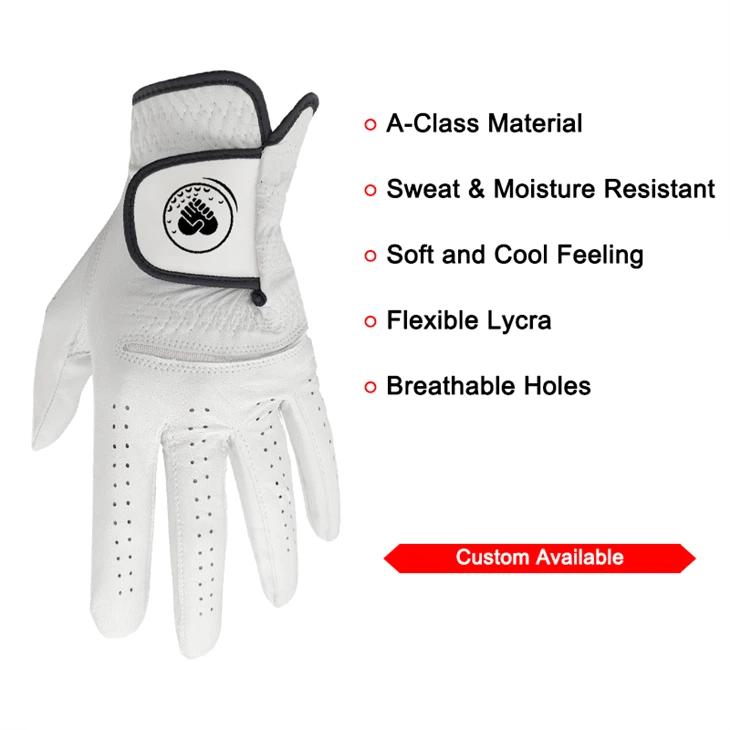 Custom Design Manufacture High Quality PU Leather Woman Fit Printing Golf Gloves